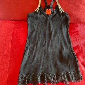 ISO Rhinestone Lace Trim Tank Top Women size M